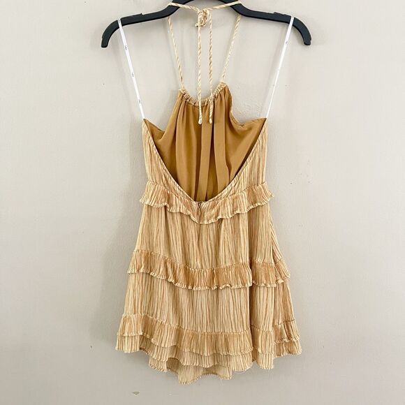 Lulus Ruffled Halter Dress Size XS Mini Downright Darling Mustard Yellow - Picture 6 of 12